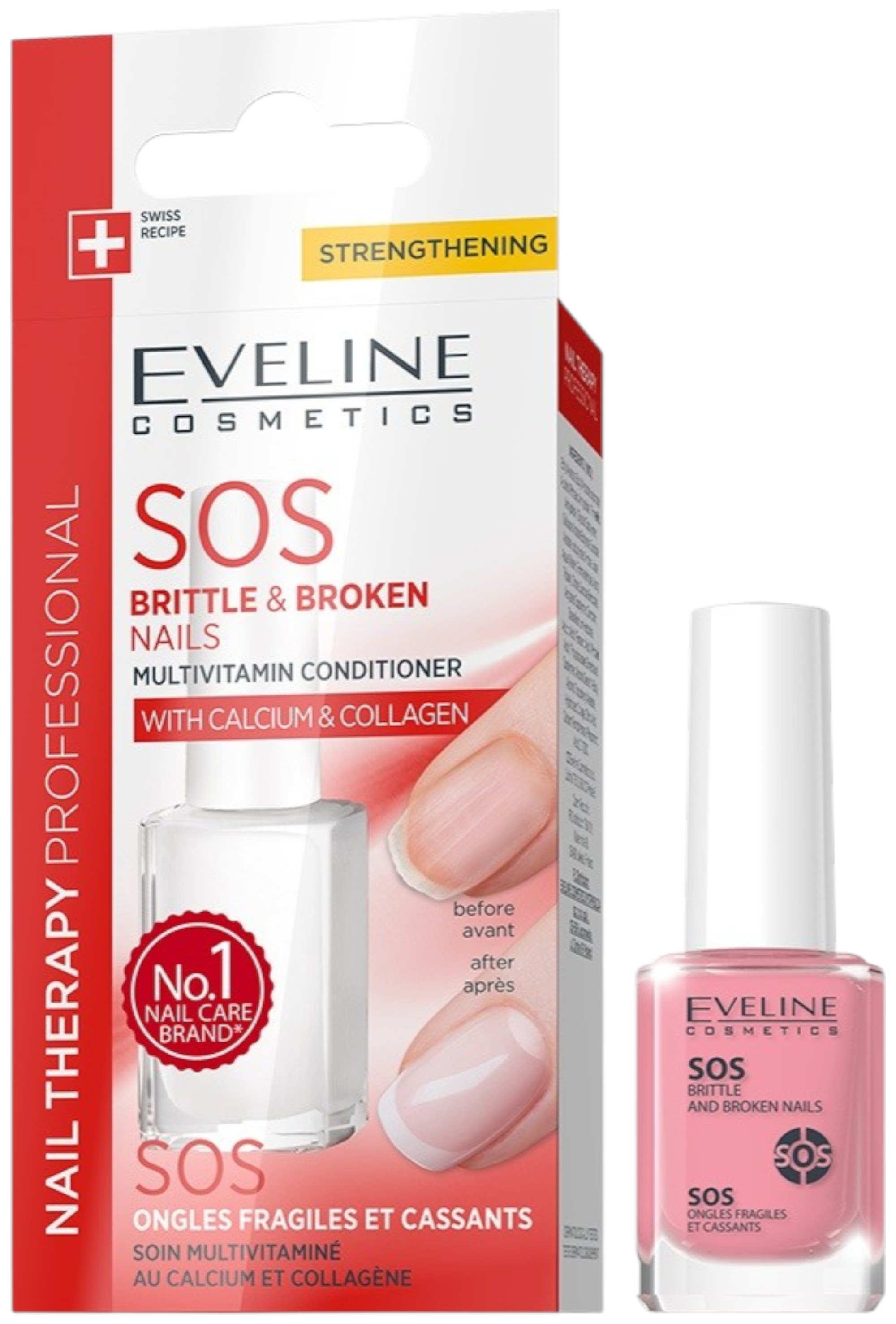 Eveline Nail Therapy Balsam de unghii cu calciu și colagen SOS, 12 ml