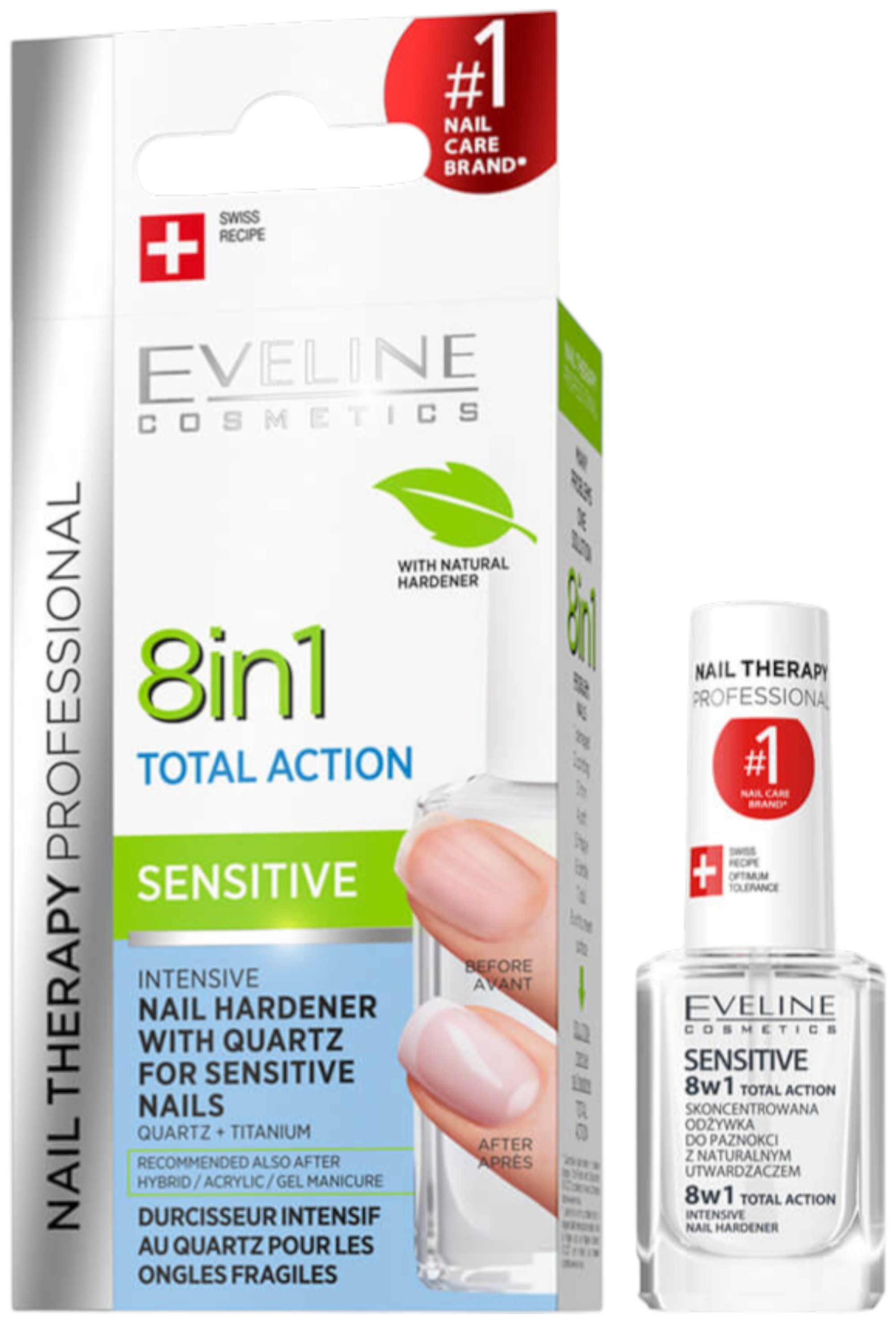 Eveline Nail Therapy Un vindecător intens Total Action Sensitive, 12 ml