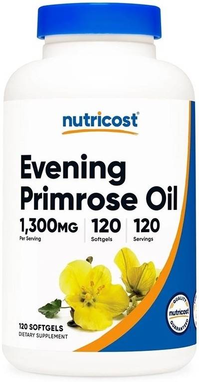 Evening Primrose Oil, 1300 mg, 120 capsule gelatinoase moi, Nutricost