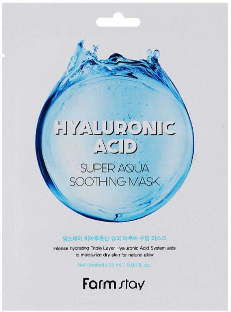 FarmStay Mască de față folie Hyaluronic Acid Super Aqua, 25 ml
