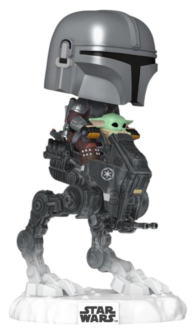 Figurină Funko POP! Television: The Mandalorian - The Mandalorian with Grogu in Imperial Remnant AT-RT #837