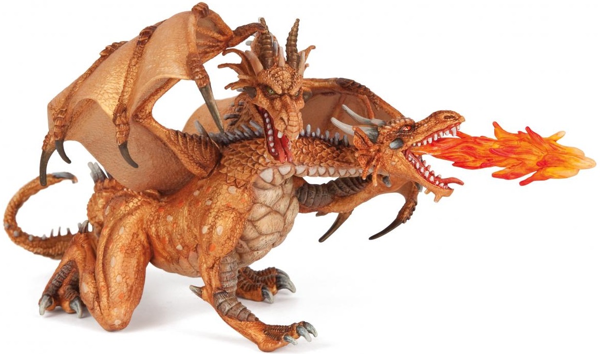 Figurina Papo Fantasу World - Dragon cu doua capete, auriu
