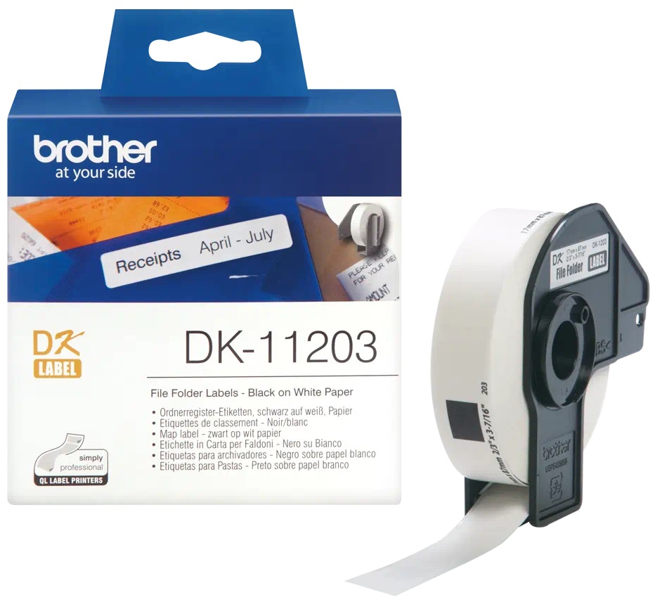Bandă de hârtie  Brother - DK-11203, pentru QL500, 17 x 87mm, Black/White