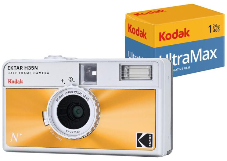 Аparat foto pe film Kodak - EKTAR H35N, Glazed Orange + Kodak Ultramax 24EXP
