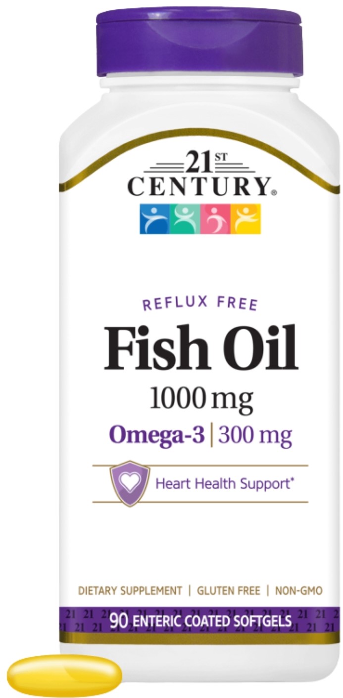 Fish Oil Reflux Free, 1000 mg, 90 capsule moi, 21st Century