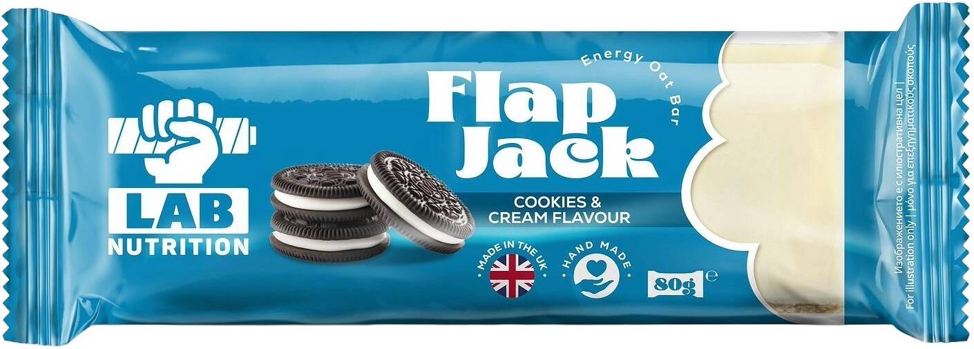 Flap Jack, biscuiți cu frișcă, 80 g, Lab Nutrition