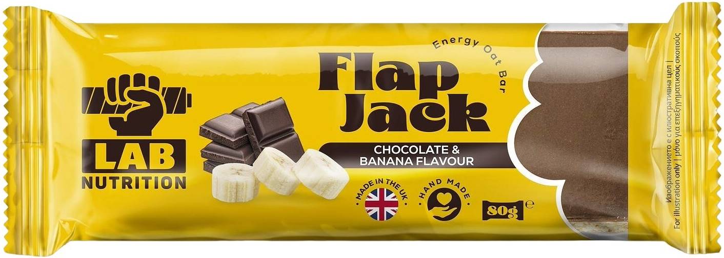 Flap Jack, ciocolată și banană, 80 g, Lab Nutrition