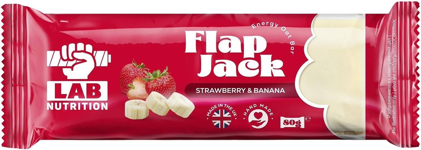 Flap Jack, capsuni și banane, 80 g, Lab Nutrition