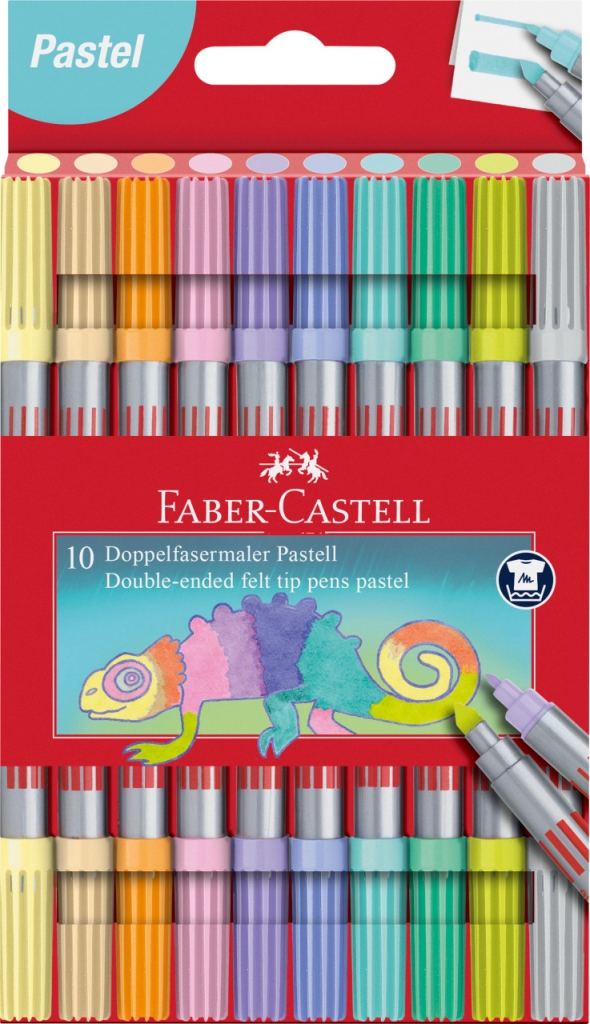 Set Carioci Faber-Castell - 10 culori pastelate, duble