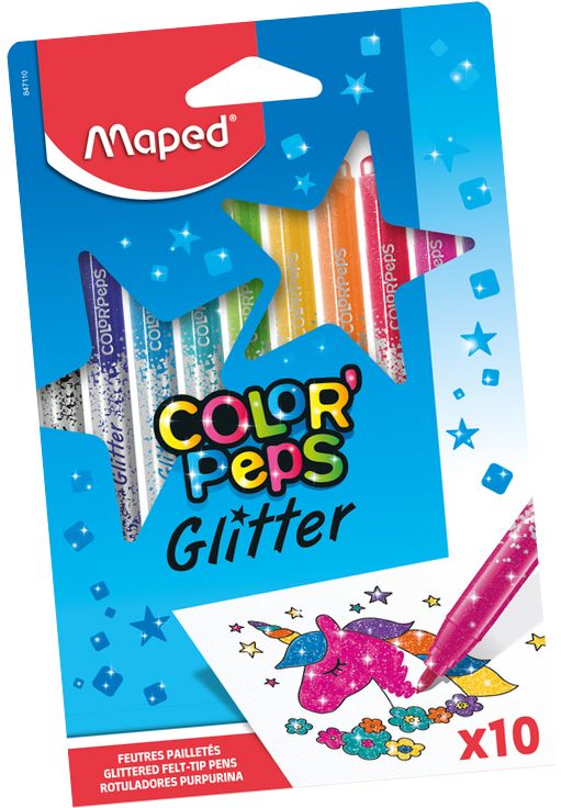 Set carioci  Maped Colorpeps Glitter - 10 culori, metalice