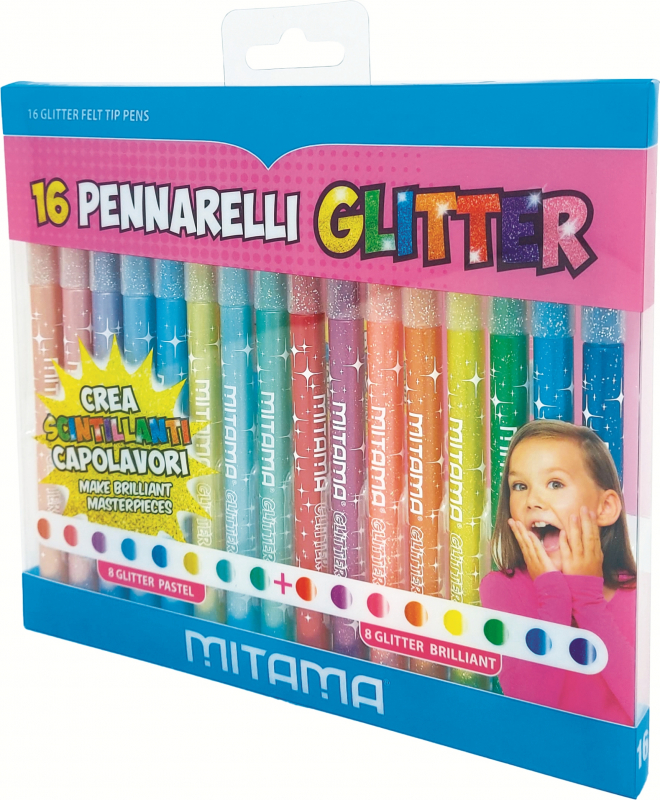 Set Carioci Mitama - Glitter, 16 culori