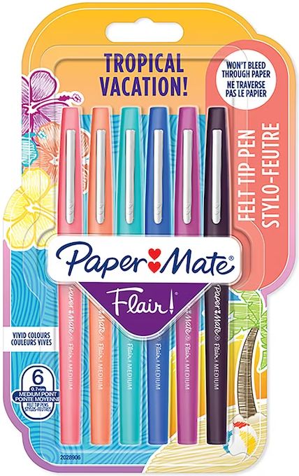 Paper Mate Flair - Tropical Vacation, 6 culori
