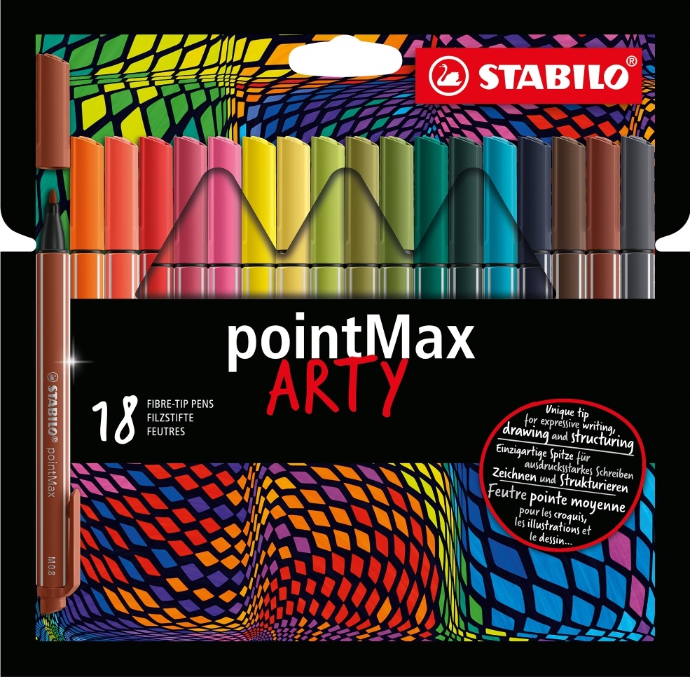 Pixuri marcatoare Stabilo Arty - pointMax, 18 culori