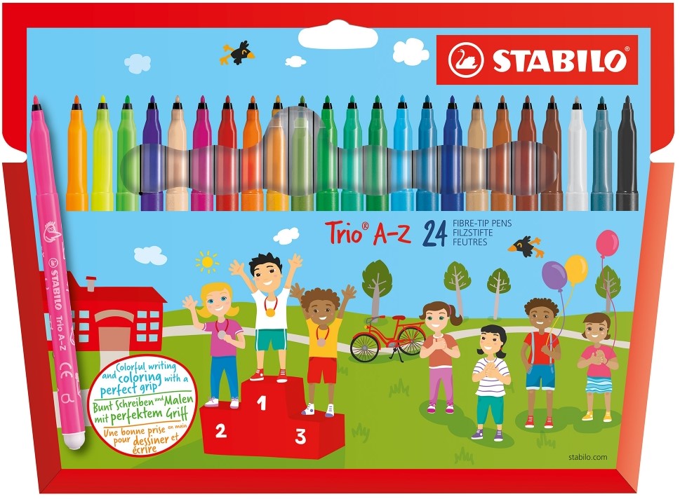 Pixuri marcatoare Stabilo Trio A-Z – 24 culori