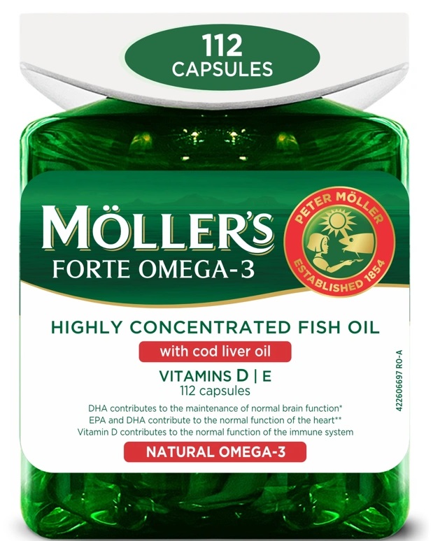Ulei de Ficat de Cod, Omega 3 Forte, 112 Capsule, Mollers - imagine 2