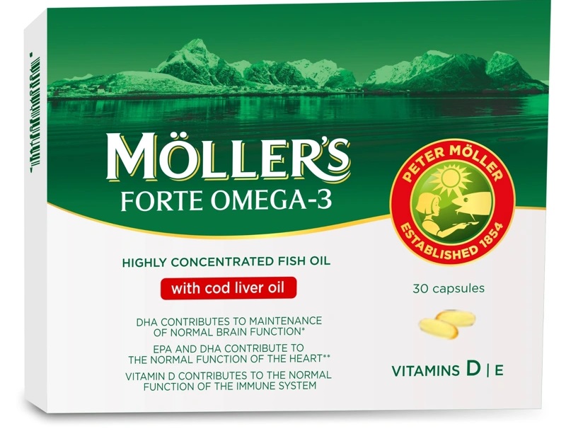 Forte Omega-3 Ulei de ficat de cod, 30 capsule, Mollers