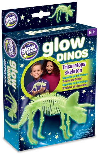 Figurina fosforescenta Brainstorm Glow Dinos - Triceratops, schelet