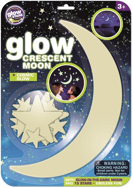 Stickere fosforescente Brainstorm Glow - Semiluna si stele, 16 bucati