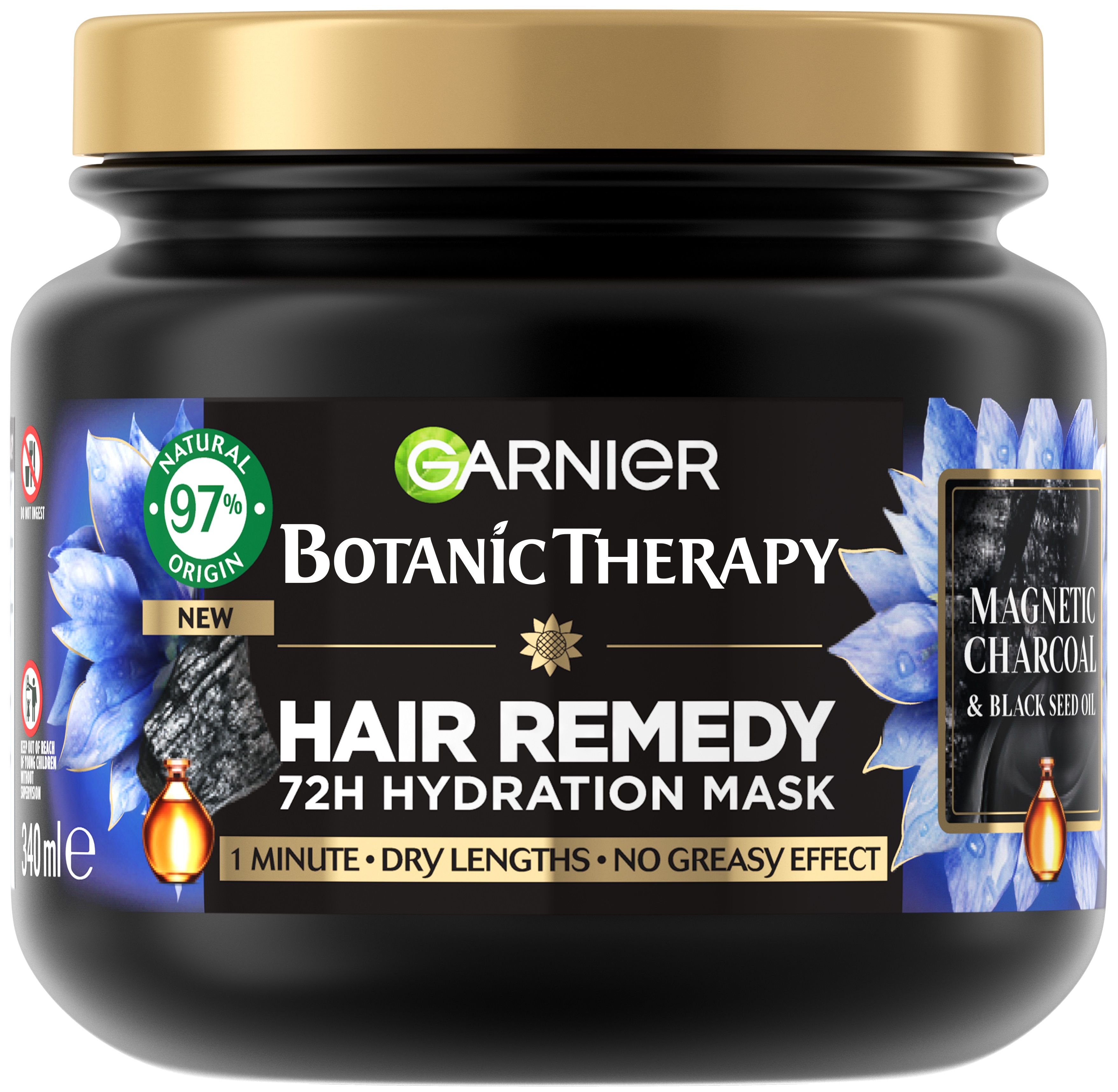 Masca de Par Garnier Botanic Therapy Magnetic Charcoal si Black Seed Oil, 340 ml - imagine 2