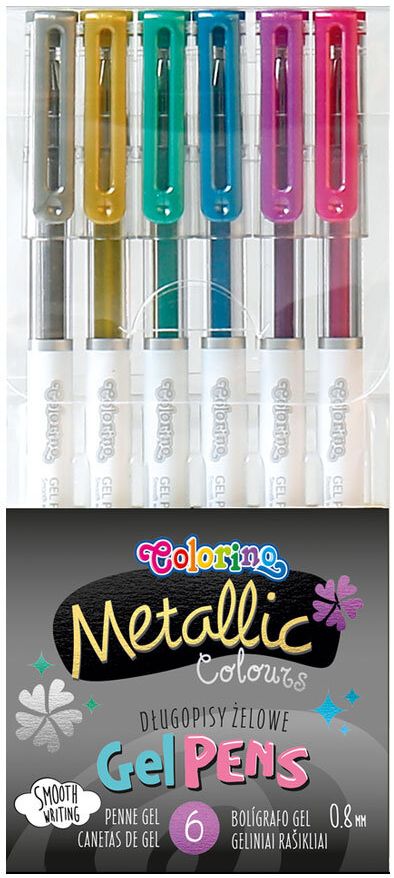 Pixuri cu gel Colorino - metalic, 0.8 mm, 6 culori