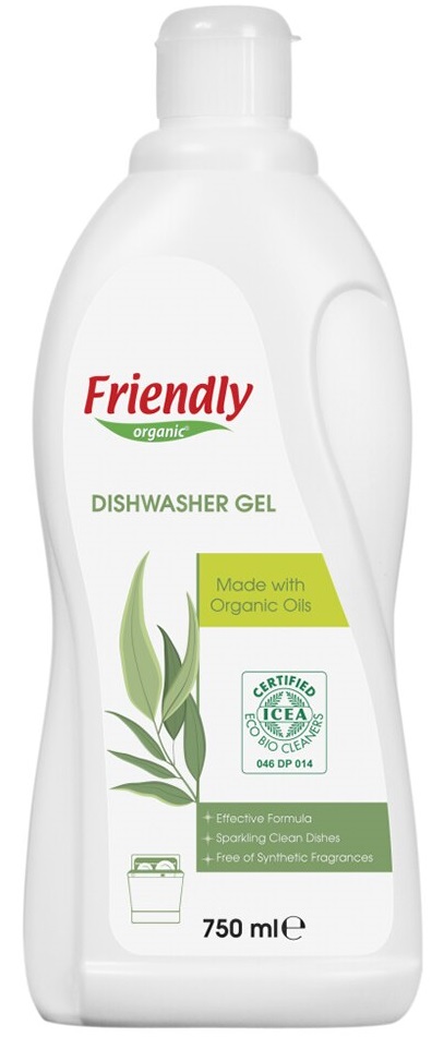 Gel pentru mașină de spălat vase Friendly Organic - Pe baza de plante, 750 ml