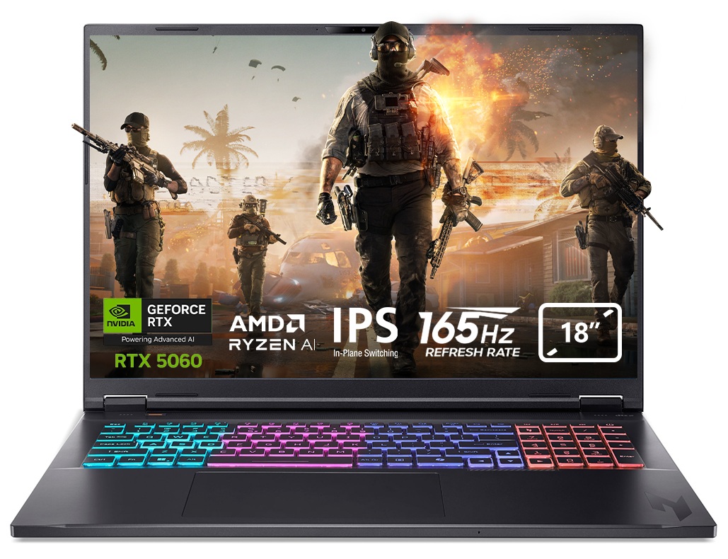Laptop gaming Acer - Nitro 18 AI AN18-61-R14D, 18'', WQXGA, Ryzen AI 9, 165Hz, 24 GB RAM