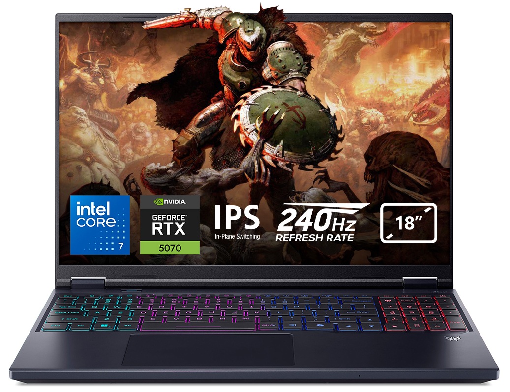 Laptop de gaming Acer - Predator Helios Neo 18 AI PHN18-72-77L2, 18'',  WQXGA, Ultra 7, 240Hz