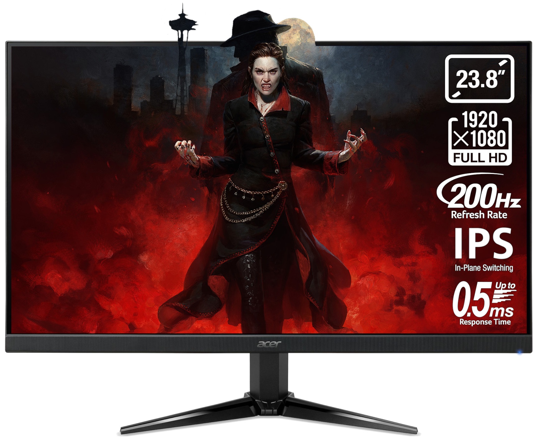 Monitor de gaming  Acer - Nitro QG241YX1bmiipx, 23.8'', 200Hz, 0.5ms, FreeSync
