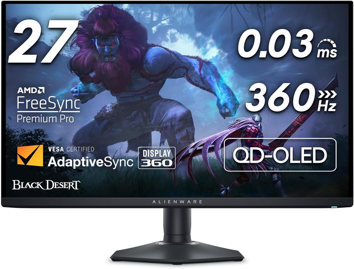 Monitor gaming Dell - Alienware AW2725DF, 27'', 360Hz, 0.03 ms