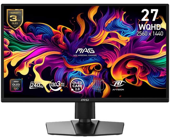 Monitor gaming MSI - MAG 272QP QD-OLED X24, 26,5'', 240Hz, 0,03ms