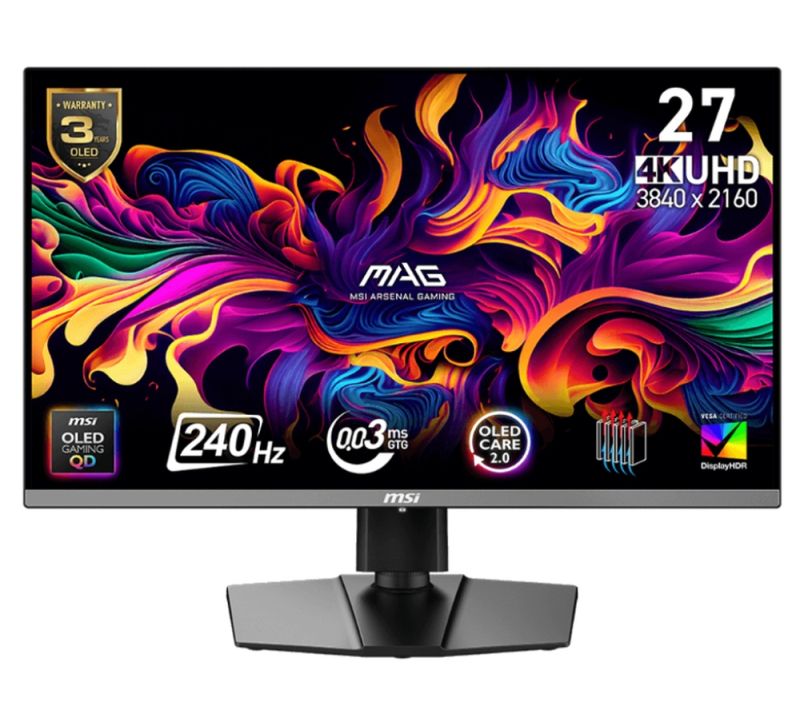 Monitor de gaming  MSI - MAG 272UP QD-OLED X24, 26.5'', 240Hz, 0.03ms, negru