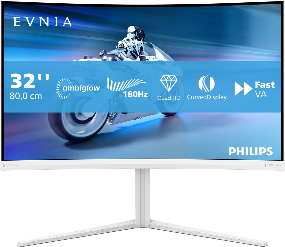 Monitor de gaming Philips – 32M2C5501, 31.5'', QHD, 180Hz, 1ms, Curved