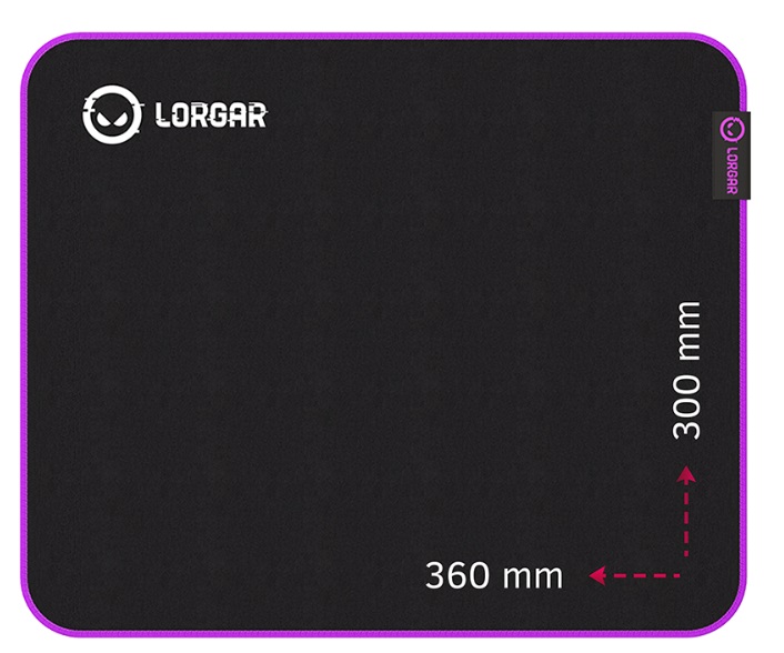 Mouse pad pentru jocuri Lorgar - Main 313, L, moale, negru/violet