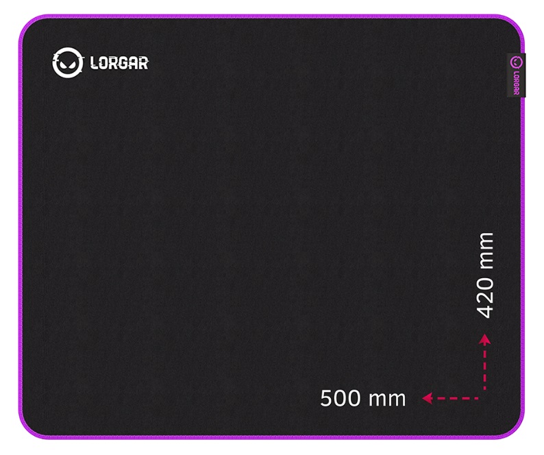 Mouse pad pentru jocuri Lorgar - Main 315, XL, moale, negru/violet