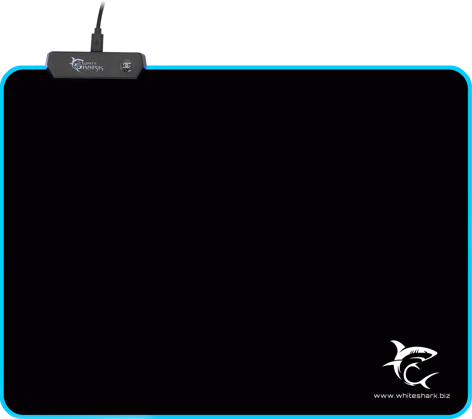 Mouse pad pentru gaming  White Shark -LUMINOUS, L, moale, negru