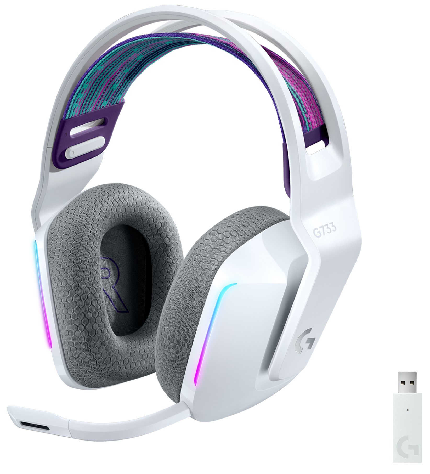 Căști gaming Logitech - G733, wireless, albe