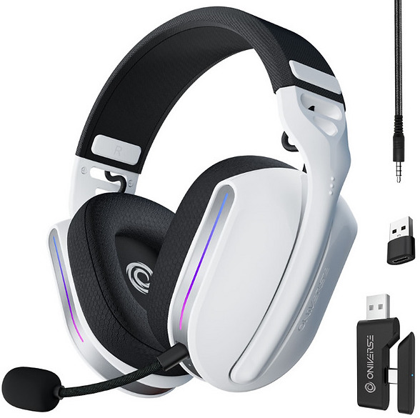 Căști gaming Oniverse - Polaris, wireless, albe