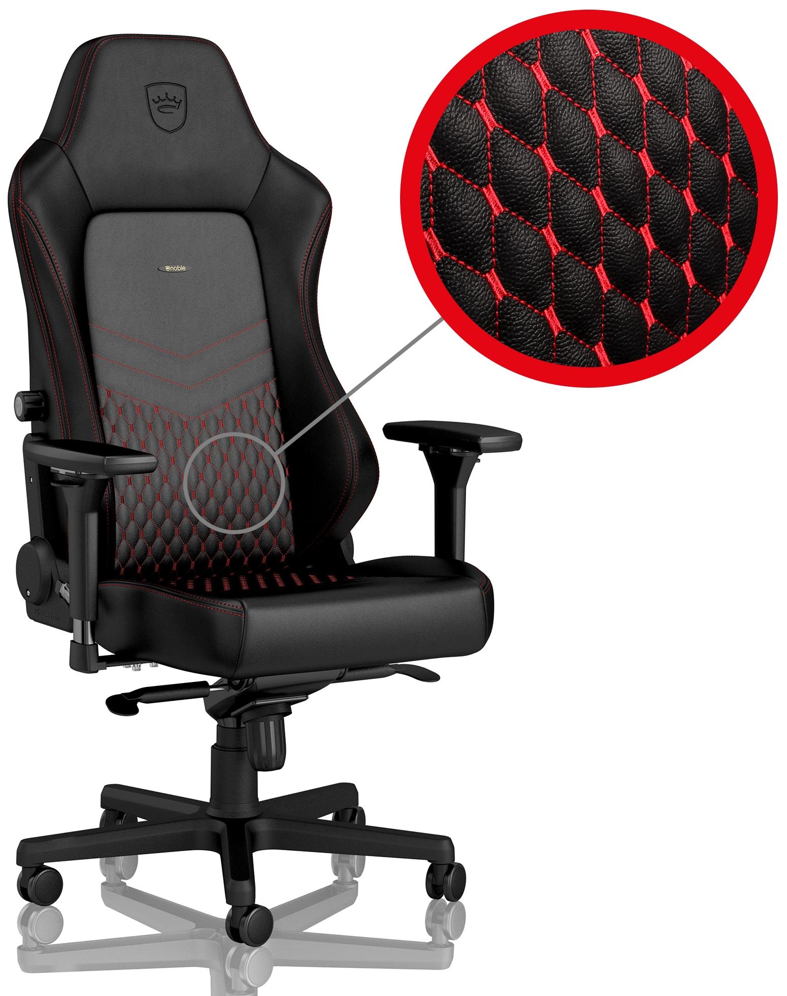 Scaun gaming noblechairs Hero -  piele naturala, negru/rosu