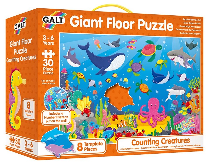 Puzzle gigant pentru podea 30 piese Galt - Invata sa numeri cu animalele marine