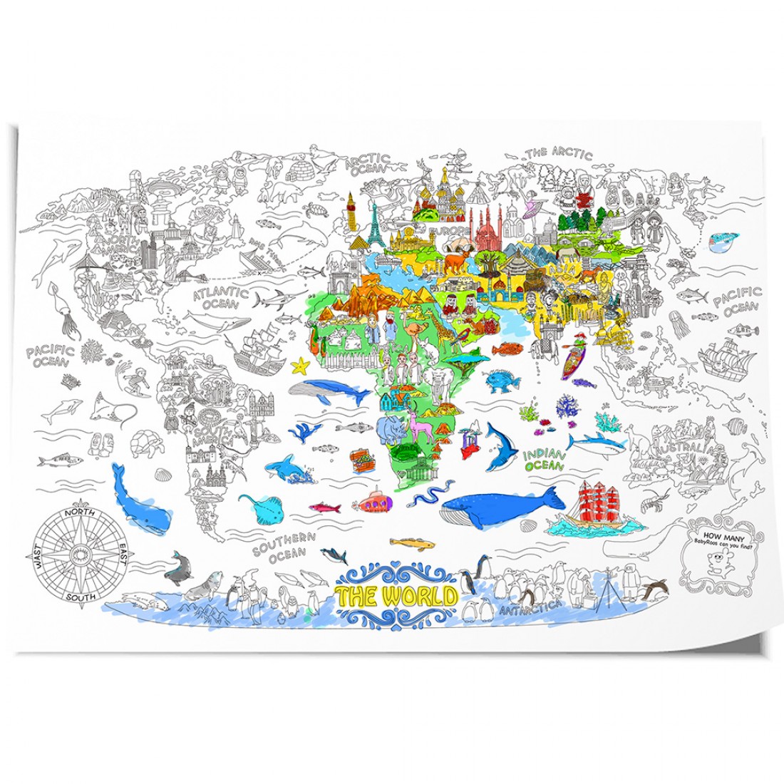 Poster gigantic de colorat Jarmelo - Harta lumii