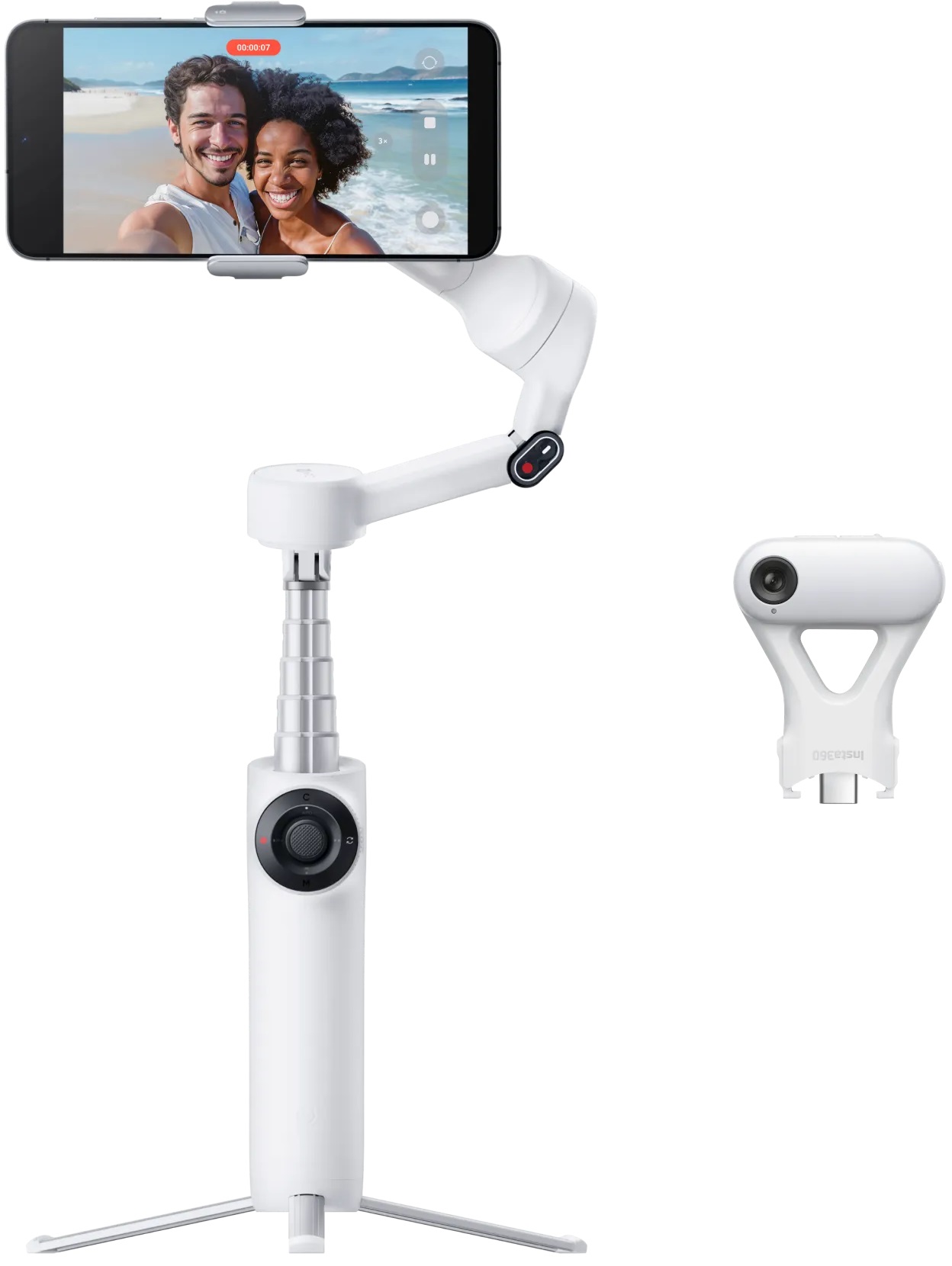 Gimbal pentru smartphone  Insta360 - Flow 2 Bundle White Flow2Lite10, alb