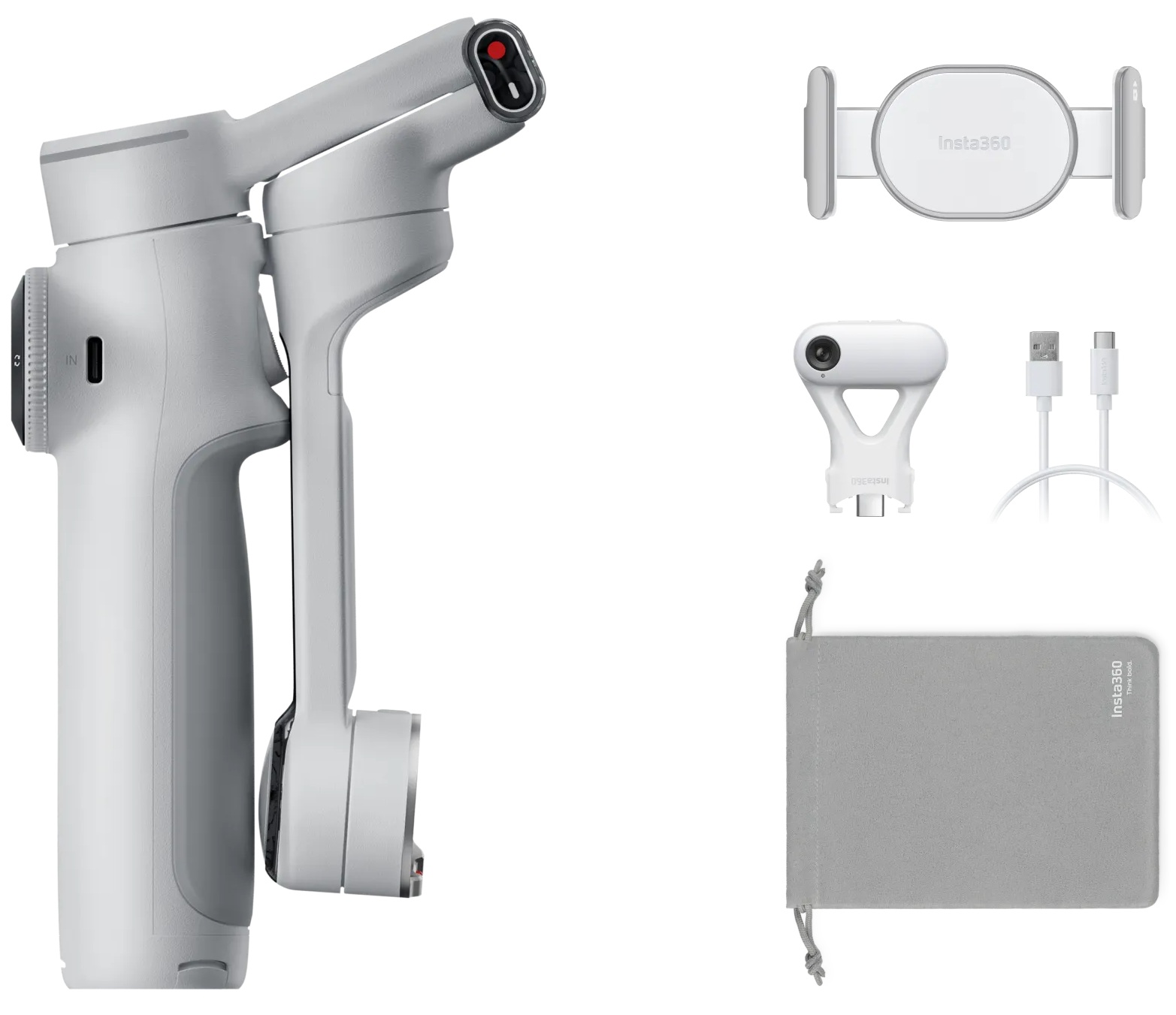 Gimbal pentru smartphone Insta360 - Flow 2 Pro AI Tracker Bundle, Stone Gray - Flow238
