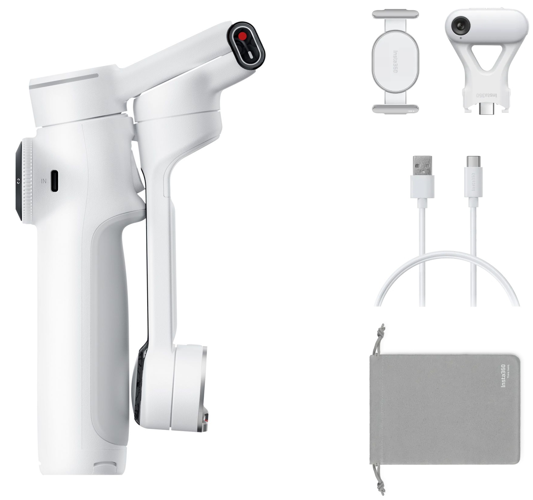 Gimbal pentru smartphone Insta360 - Flow 2 Pro AI Tracker Bundle, Summit White - Flow236
