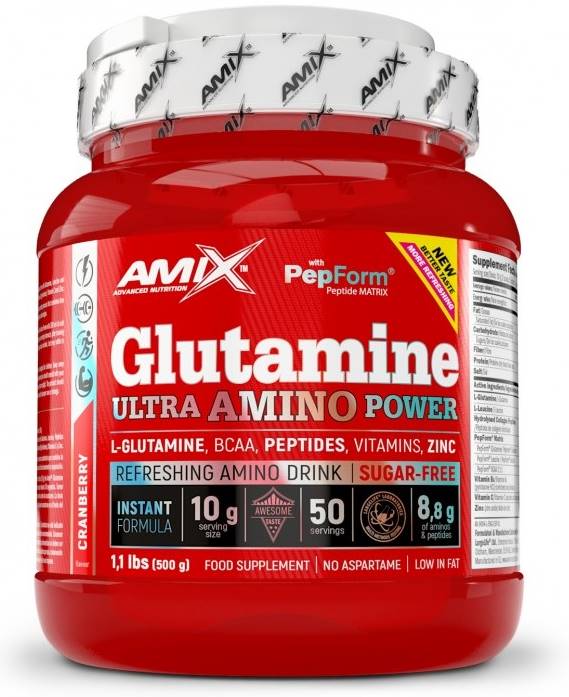 Glutamine Ultra Amino Power, merișor, 500 g, Amix