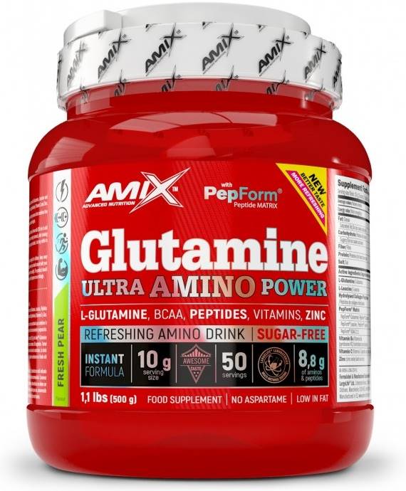 Glutamine Ultra Amino Power, pară, 500 g, Amix