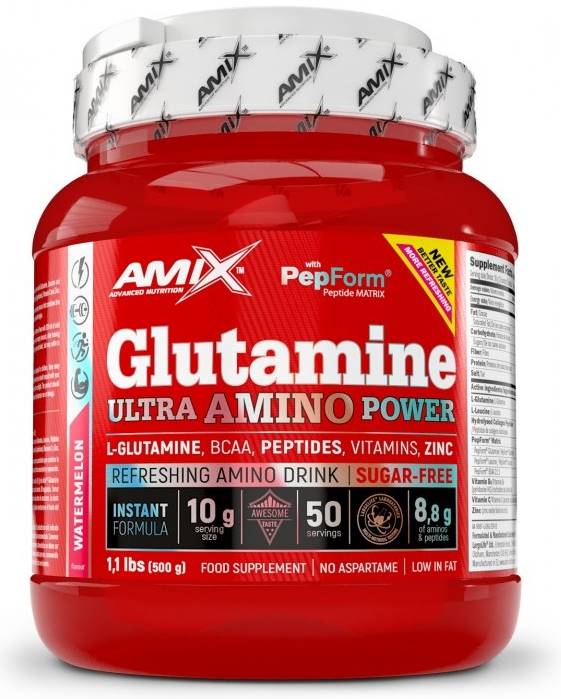 Glutamine Ultra Amino Power, pepene, 500 g, Amix