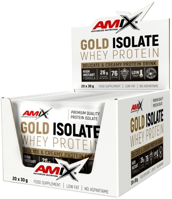 Gold Isolate Whey Protein Box, ananas și cocos, 20 x 30 g, Amix