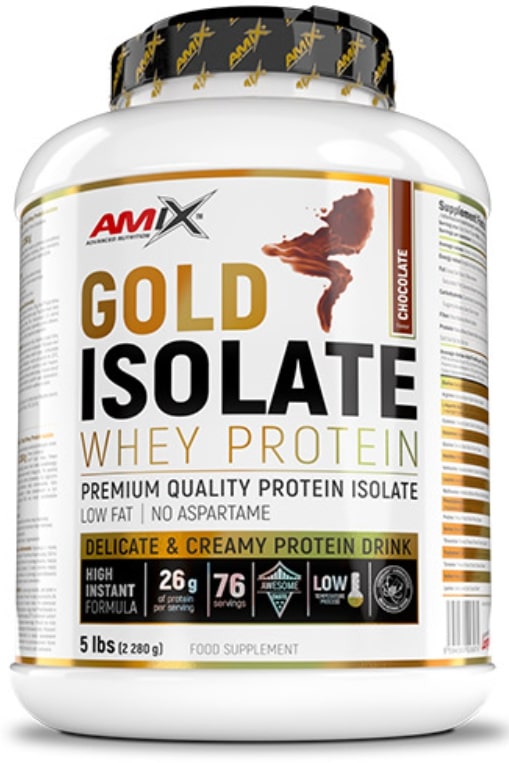 Gold Isolate Whey Protein, ciocolată naturală, 2.28 kg, Amix