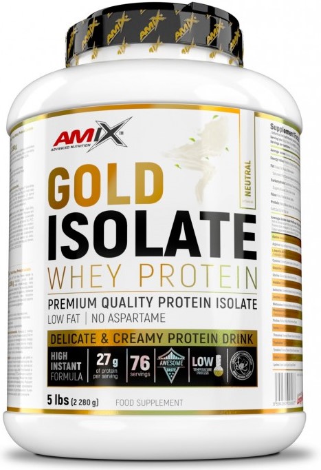 Gold Isolate Whey Protein, fără gust, 2.28 kg, Amix