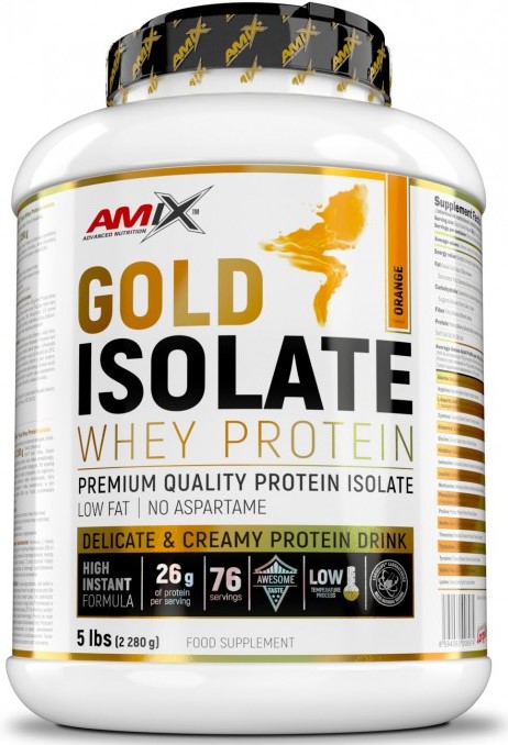 Gold Isolate Whey Protein, portocale, 2.28 kg, Amix
